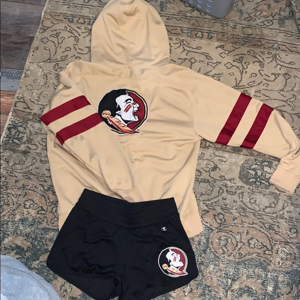 FSU jacket and matching gym shorts